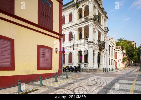 Chui Lok Chi Mansion auf der Rua de Joao de Almeida, Macau, China Stockfoto