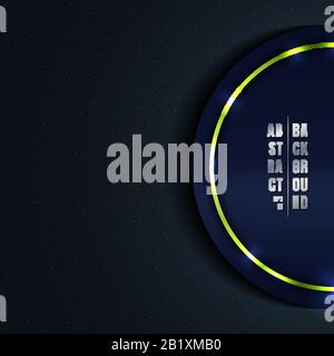 Abstrakter Luxus Elegantes Konzept Glänzender grüner Kreis mit Leuchtenden goldenen Punkten Partikel auf blauem Hintergrund. Vektorgrafiken Stock Vektor
