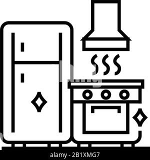 Symbol Küchenreinigungslinie, Konzeptschild, Konturvektorabbildung, lineares Symbol. Stock Vektor