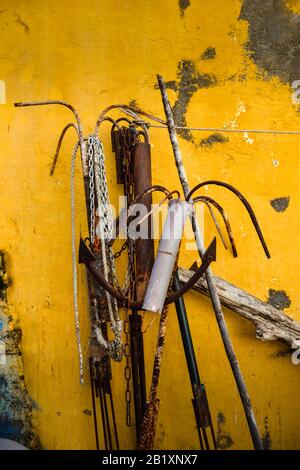 Anker, Hafen, Forte De Sao Tiago, Altstadt, Funchal, Madeira, Portugal Stockfoto