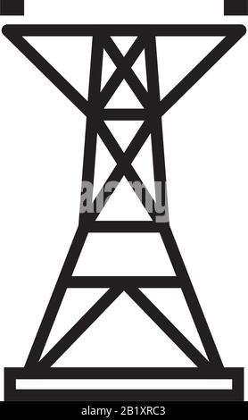 Elektrischer Turm, Oberleitung Symbol Vorlage schwarz Farbe editierbar. Elektrischer Turm, Oberleitungssymbol Symbol für flache Vektorgrafiken für g Stock Vektor