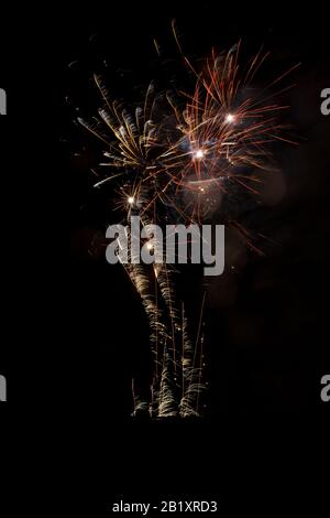 Buntes Feuerwerk in der Nacht - Glückskonzept Stockfoto