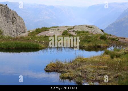 Norwegen-Landschaft in der Nähe von Preikestolen (Preikestolen) Stockfoto