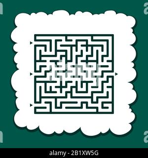 Abstraktes quadratisches Labyrinth. Spiel für Kinder. Puzzle für Kinder. Finden Sie den richtigen Pfad. Labyrinth-Rätsel. Flache Vektorgrafiken isoliert auf Farbrücktrons Stock Vektor