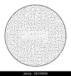 Schwieriges rundes Labyrinth. Spiel für Kinder und Erwachsene. Puzzle für Kinder. Labyrinth-Rätsel. Flache Vektorgrafiken isoliert auf weißem Hintergrund Stock Vektor