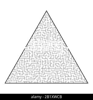 Schwieriges, dreieckiges Labyrinth. Spiel für Kinder und Erwachsene. Puzzle für Kinder. Ein Eingang, ein Ausgang. Labyrinth-Rätsel. Flache Vektorgrafik i Stock Vektor