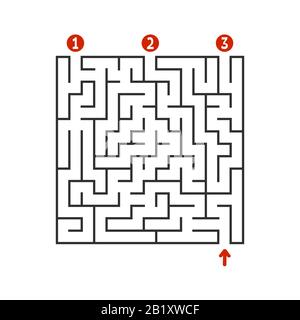Abstraktes quadratisches Labyrinth. Spiel für Kinder. Puzzle für Kinder. Finden Sie den richtigen Pfad. Labyrinth-Rätsel. Flache Vektorgrafiken isoliert auf weißem Hintergrund Stock Vektor