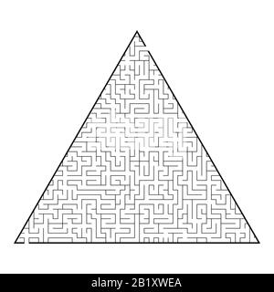 Schwieriges, dreieckiges Labyrinth. Spiel für Kinder und Erwachsene. Puzzle für Kinder. Ein Eingang, ein Ausgang. Labyrinth-Rätsel. Flache Vektorgrafik i Stock Vektor