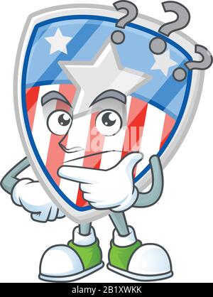 Schilderabzeichen USA mit Stern-Zeichentrickmaskottenstil in verwechselndem Gestus Stock Vektor