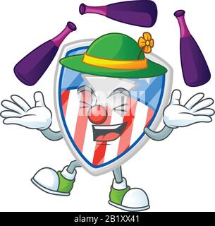 Smart Shield Abzeichen USA mit Star Cartoon Character Style Playing Juggling Stock Vektor