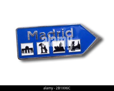 Madrid (Spanien) souvenir Kühlschrank Magnet auf weißem Hintergrund Stockfoto