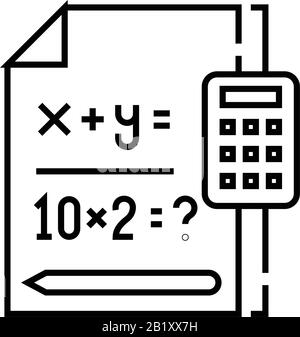 Symbol für mathematische Gleichungslinie, Konzeptzeichen, Konturvektorabbildung, lineares Symbol. Stock Vektor