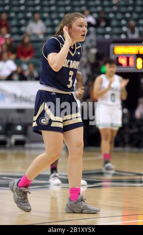 Februar 2020 - UC Davis Aggies Guard Campbell Gray (3) während eines Spiels zwischen der UC Davis Aggies und den Hawaii Rainbow Wahine im Stan Sheriff Center in Honolulu, HI - Michael Sullivan/CSM Stockfoto