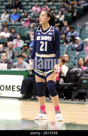 Februar 2020 - UC Davis Aggies Forward Sophia Song (21) während eines Spiels zwischen der UC Davis Aggies und der Hawaii Rainbow Wahine im Stan Sheriff Center in Honolulu, HI - Michael Sullivan/CSM Stockfoto