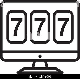 Online-Spielautomat mit Lucky Sevens Jackpot Icon Template schwarz Farbe editierbar Online-Spielautomat mit Lucky Sevens Jackpot Icon Symbol Flat Vecto Stock Vektor