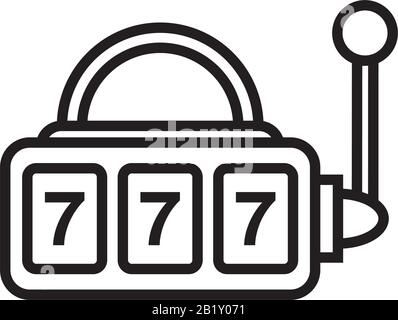 Online-Spielautomat mit Lucky Sevens Jackpot Icon Template schwarz Farbe editierbar Online-Spielautomat mit Lucky Sevens Jackpot Icon Symbol Flat Vecto Stock Vektor