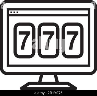 Online-Spielautomat mit Lucky Sevens Jackpot Icon Template schwarz Farbe editierbar Online-Spielautomat mit Lucky Sevens Jackpot Icon Symbol Flat Vecto Stock Vektor