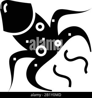 Schwarzes Symbol für Krabben, Konzeptabbildung, flaches Vektorsymbol, Glyph-Zeichen. Stock Vektor