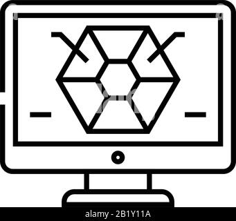 Linien-Symbol für Marktindikatoren, Konzeptzeichen, Konturvektorabbildung, lineares Symbol. Stock Vektor