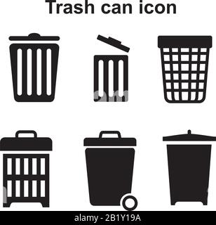 Papierkorbsymbol Vorlage schwarz Farbe editierbar. Trash-CAN-Symbol Symbol flache Vektorgrafiken für Grafik- und Webdesign. Stock Vektor