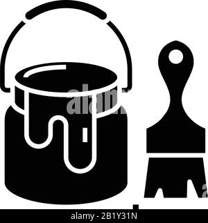 Farbpinsel, schwarzes Symbol, Konzeptabbildung, Vektor-Flachsymbol, Glyph-Zeichen. Stock Vektor