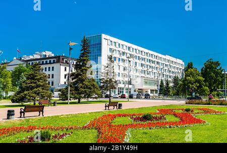 Regierungsgebäude auf Dem Ruhmplatz in Samara, Russland Stockfoto