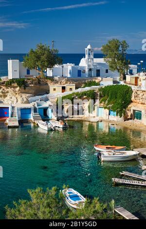 Mandrakia Dorf auf der Insel Milos, Griechenland Stockfoto