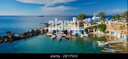 Mandrakia Dorf auf der Insel Milos, Griechenland Stockfoto