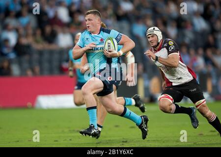 Sydney, Australien. Februar 2020. Angus Bell of Waratahs macht während des Super-Rugby-Spiels zwischen NSW Waratahs und Emirates Lions im Bankwest Stadium, Sydney, Australien am 28. Februar 2020 Pause. Foto von Peter Dovgan. Nur redaktionelle Nutzung, Lizenz für kommerzielle Nutzung erforderlich. Keine Verwendung bei Wetten, Spielen oder einer einzelnen Club-/Liga-/Spielerpublikationen. Kredit: UK Sports Pics Ltd/Alamy Live News Stockfoto