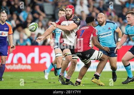 Sydney, Australien. Februar 2020. Lions auf den Angriff während des Super-Rugby-Spiels zwischen NSW Waratahs und Emirates Lions im Bankwest Stadium, Sydney, Australien am 28. Februar 2020. Foto von Peter Dovgan. Nur redaktionelle Nutzung, Lizenz für kommerzielle Nutzung erforderlich. Keine Verwendung bei Wetten, Spielen oder einer einzelnen Club-/Liga-/Spielerpublikationen. Kredit: UK Sports Pics Ltd/Alamy Live News Stockfoto