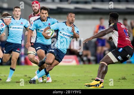 Sydney, Australien. Februar 2020. Kurtly Beale of Waratahs attackiert während des Super-Rugby-Spiels zwischen NSW Waratahs und Emirates Lions im Bankwest Stadium, Sydney, Australien am 28. Februar 2020. Foto von Peter Dovgan. Nur redaktionelle Nutzung, Lizenz für kommerzielle Nutzung erforderlich. Keine Verwendung bei Wetten, Spielen oder einer einzelnen Club-/Liga-/Spielerpublikationen. Kredit: UK Sports Pics Ltd/Alamy Live News Stockfoto