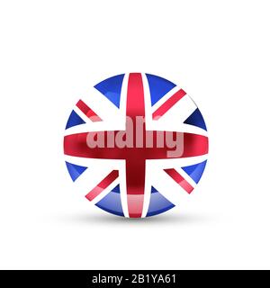 United Kingdom Flagge projiziert als eine glänzende Kugel auf ein Weißer Hintergrund Stock Vektor