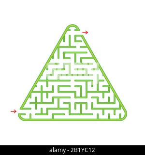 Farbe, dreieckiges Labyrinth. Ein interessantes und nützliches Spiel für Kinder. Eine einfache, flache Vektordarstellung auf weißem Hintergrund Stock Vektor