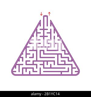 Farbe, dreieckiges Labyrinth. Ein interessantes und nützliches Spiel für Kinder. Eine einfache, flache Vektordarstellung auf weißem Hintergrund Stock Vektor