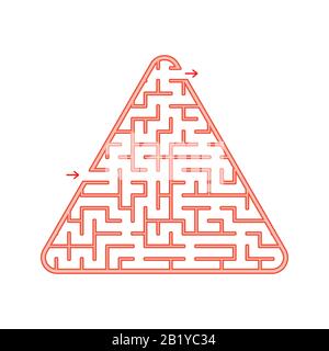 Farbe, dreieckiges Labyrinth. Ein interessantes und nützliches Spiel für Kinder. Eine einfache, flache Vektordarstellung auf weißem Hintergrund Stock Vektor