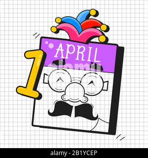 April Fools Day Text Und Lustige Brille Eps 10 Vector Illustration Für Grußkarte, Werbung, Promotion, Poster, Flier, Blog, Artikel, Marketing, Beschilderung Stock Vektor