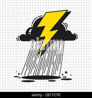 Abbildung Mit Symbolen für Hartes Regen, Geeignet Für Grußkarten-, Poster- Oder T-Shirt-Druck. Stock Vektor