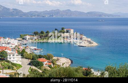 Eine schöne Aussicht vom Hafen von Datca, Mugla. Türkei Stockfoto