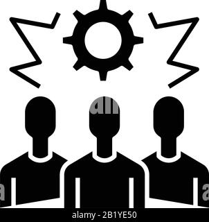Symbol für kollektive Stärke schwarz, Konzeptabbildung, Symbol für vektorflache Darstellung, Glyph-Zeichen. Stock Vektor