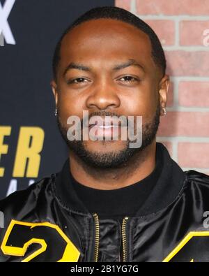 Westwood, Vereinigte Staaten. Februar 2020. Westwood, LOS ANGELES, KALIFORNIEN, USA - 27. FEBRUAR: Ser'Darius Blain kommt am 27. Februar 2020 im Regency Village Theatre in Westwood, Los Angeles, Kalifornien, USA zur Premiere Von Netflix's 'Spenser Confidential'. ( Credit: Image Press Agency/Alamy Live News Stockfoto