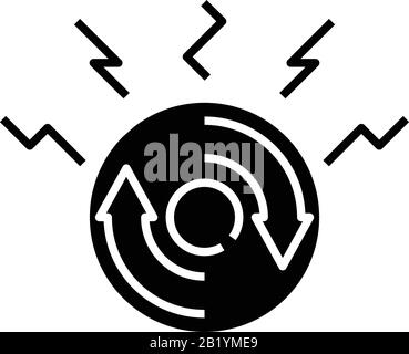Radfahrwerk schwarz Symbol, Konzeptabbildung, Vektor-Flachsymbol, Glyph-Zeichen. Stock Vektor