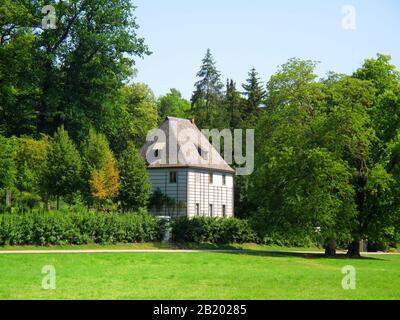 Historisches Gartenhaus des berühmten deutschen Schriftstellers Johann Wolfgang Goethe-Institut in Weimar Stockfoto