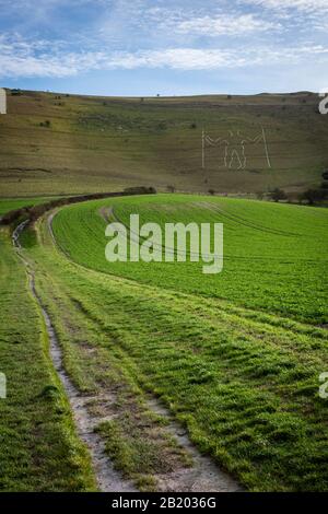 Der Lange Mann von Wilmington auf dem Windover Hill an den South Downs, East Sussex, Großbritannien Stockfoto