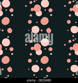 Vektormuster mit pinkfarbenen Punkten auf schwarzem Hintergrund - handgezeichnetes nahtloses Muster Stock Vektor