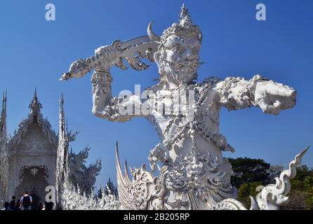 Wat Rong Khun, Der Weiße Tempel, in Chiang Rai. Thailand. Stockfoto