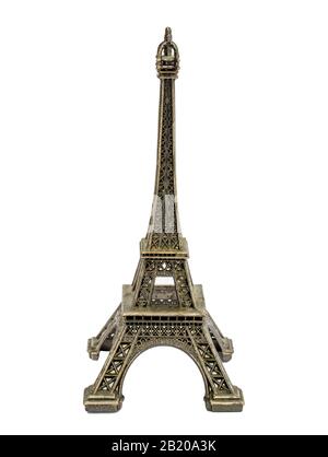 Eiffelturm Mini auf weißem Hintergrund Stockfoto