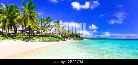 Tropischer Urlaub und Luxusresorts auf der Insel Mauritius. Schöner Strand belle Stute Stockfoto
