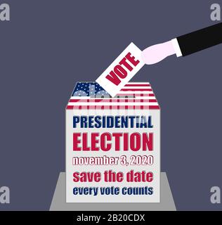 Vektorgrafiken zur Präsidentschaftswahl 2020 in den Vereinigten Staaten von Amerika Stock Vektor