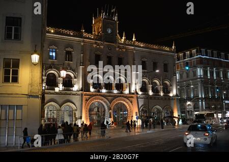 Bahnhof "Estacao de Caminhos de Ferro do Rossio", Rossio, Lissabon, Portugal Stockfoto