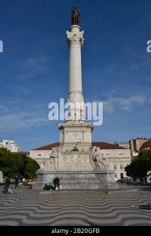 Wandregal, Statue, König Pedro IV, Rossio-Platz, Altstadt, Lissabon, Portugal Stockfoto